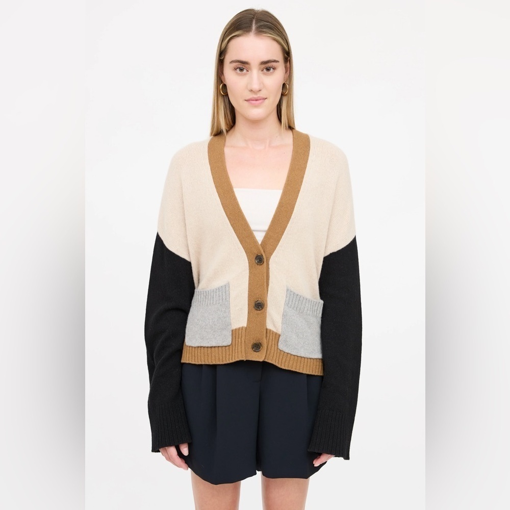 FRAME Vicuna Colorblock Cashmere Cardigan NWOT XS